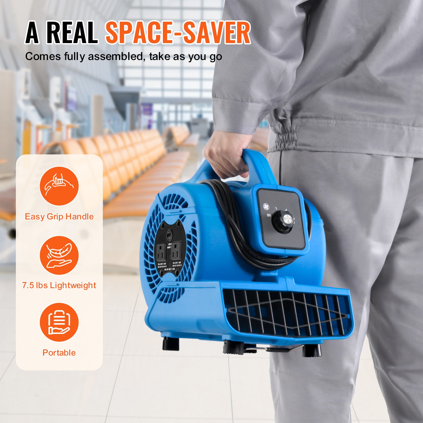 Floor Blower Air Mover With 3 Speeds And 4 Blowing Angles_voghion.com